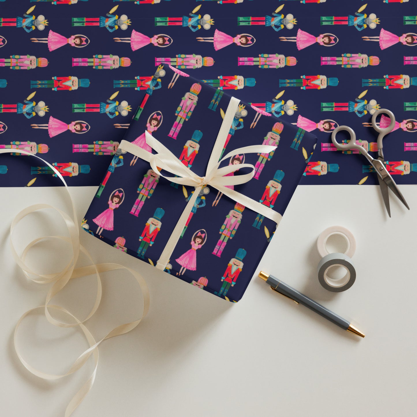 Nutcracker Suite Holiday Wrapping Paper- Navy