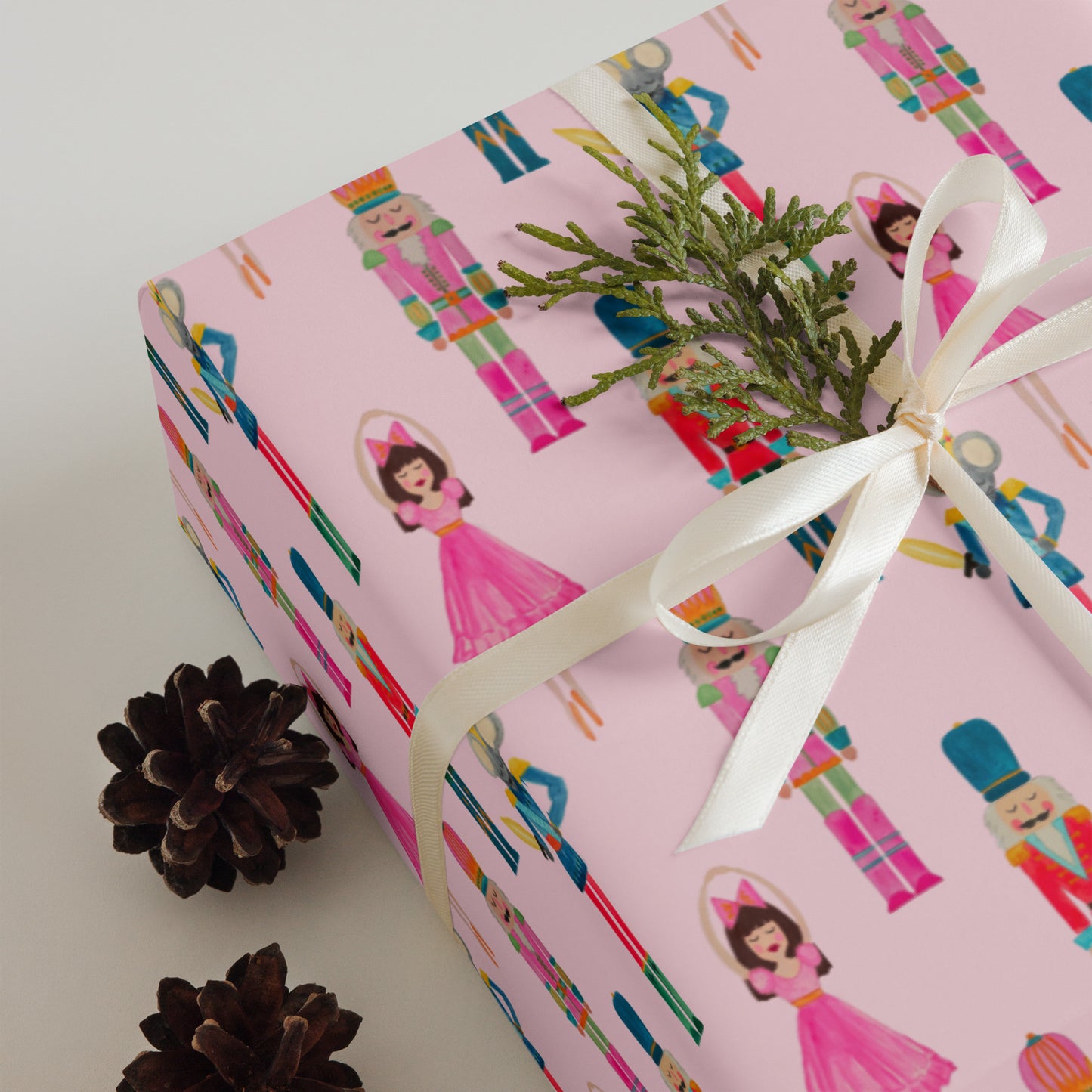 Nutcracker Suite Holiday Wrapping Paper- Pink