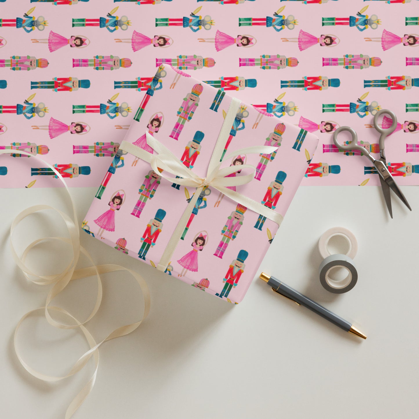 Nutcracker Suite Holiday Wrapping Paper- Pink